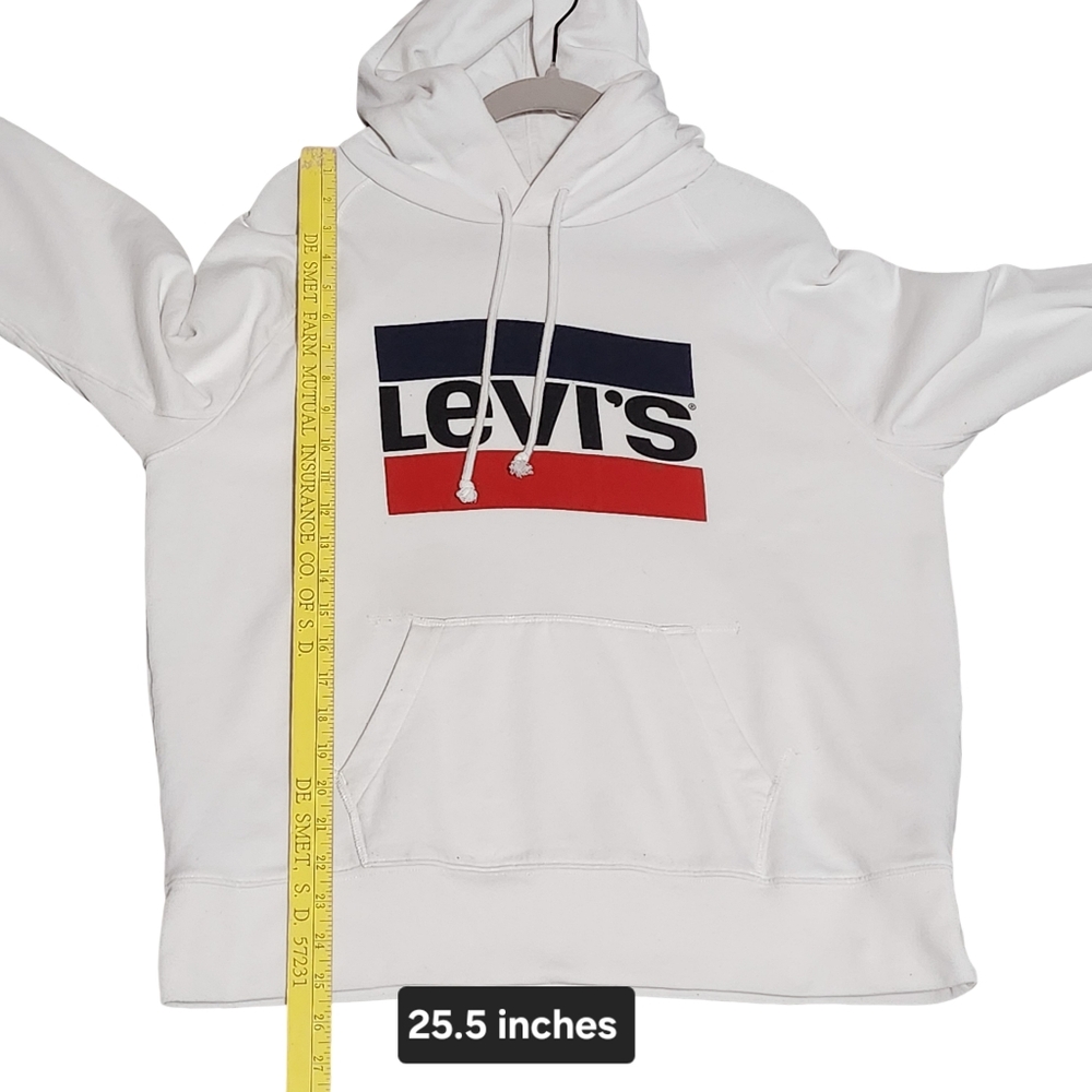 LEVIS Hoodie Womens Large White Red Blue Logo Graphic Streetwear Athleisure - Picture 8 of 9